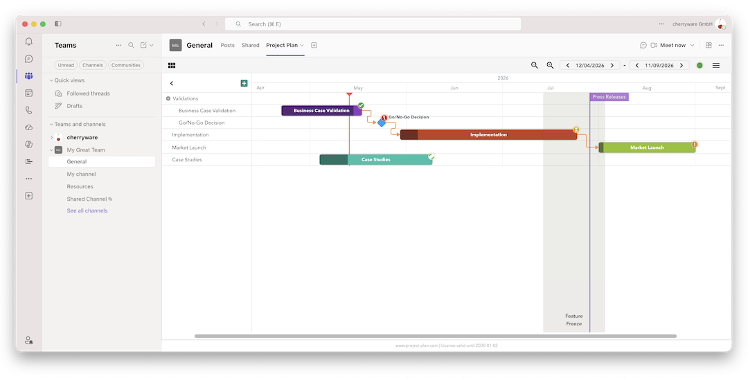 Project Plan for PowerPoint and Microsoft Teams